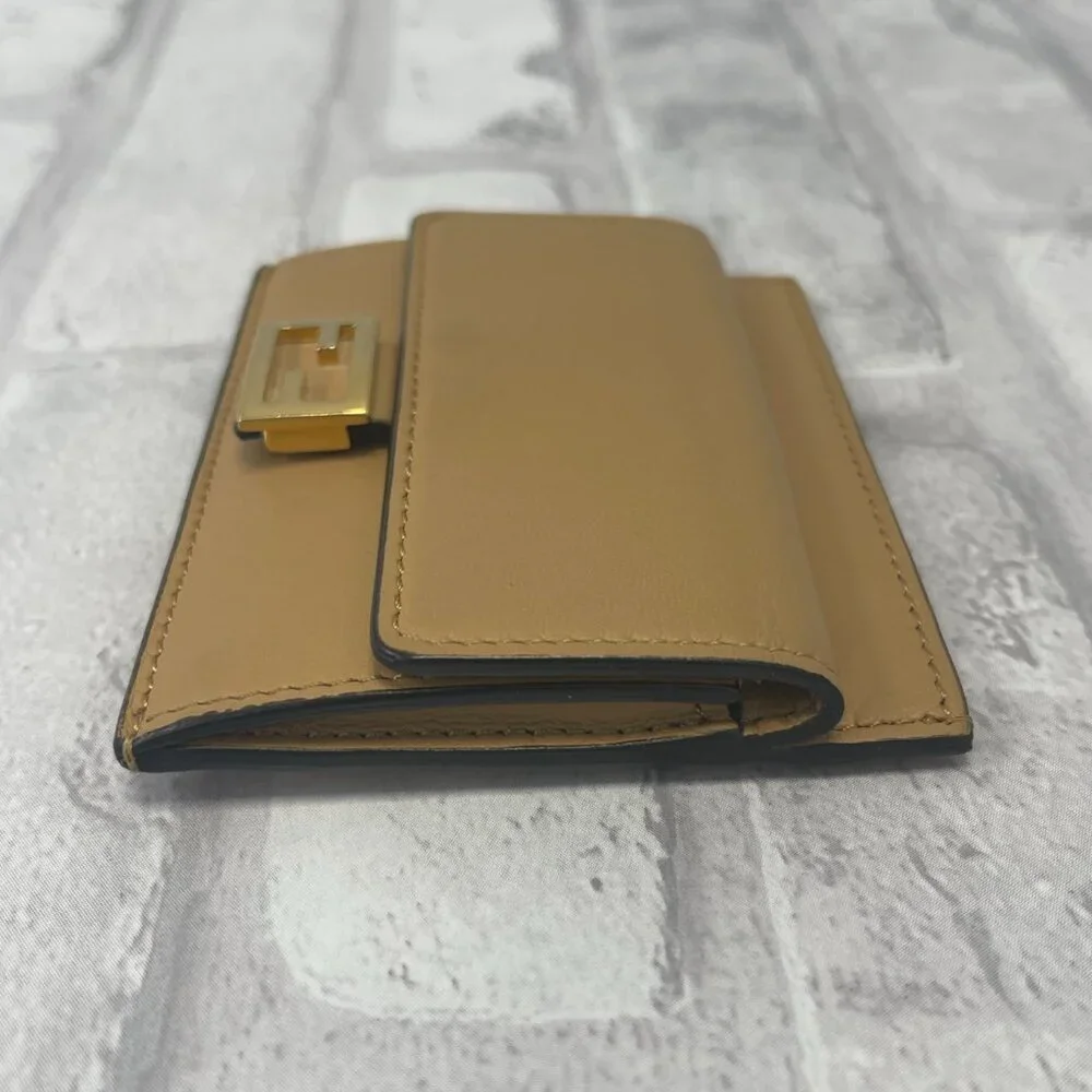 Fendi Baguette Dark Beige Card Holder Nappa Leather - Preowned